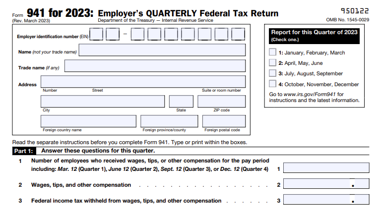 IRS Form 941 for 2022